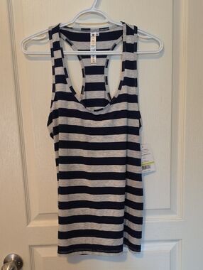 Active Life Navy and Gray Striped Racerback Tank Top